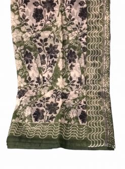 Olive Green and Black Cotton Saree